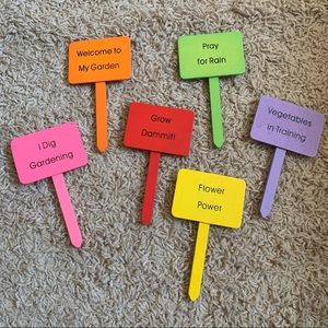 Wooden garden signs